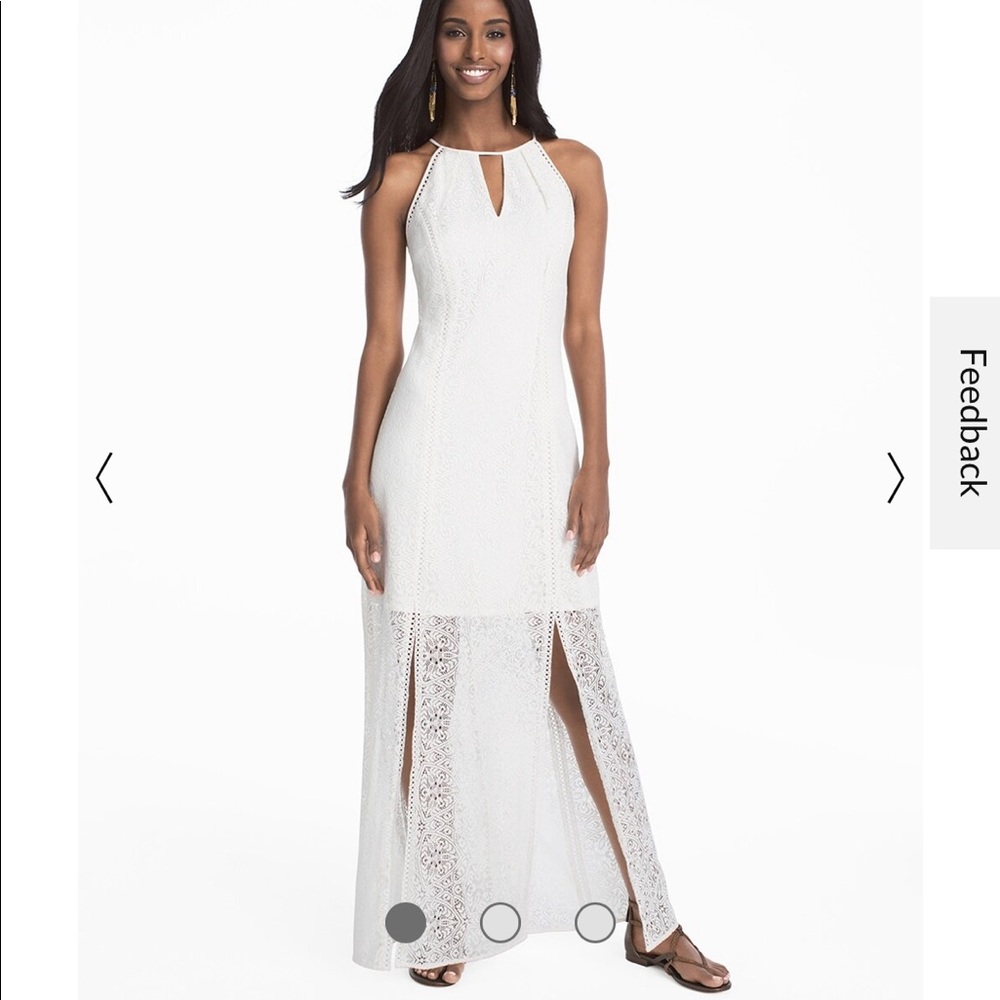 WHBM Sleeveless White Lace Maxi Dress